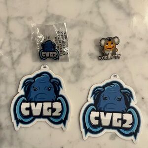 Set of 2 Peccy pins and 2 CVG2 stickers